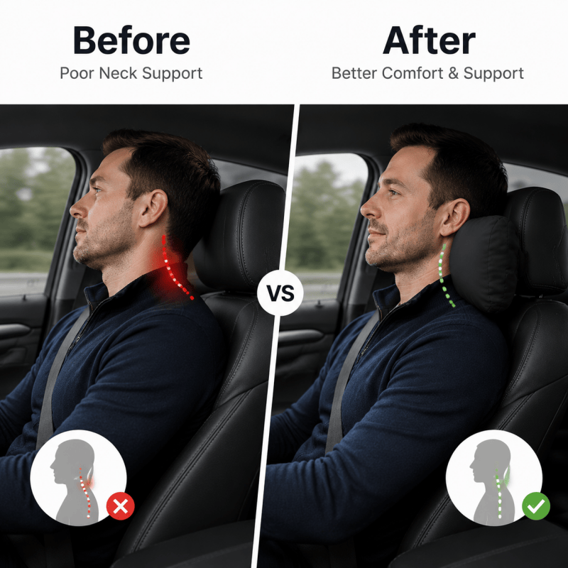 Ergonomic Car Headrest Neck Support Pillows (1 or 2 Pack)