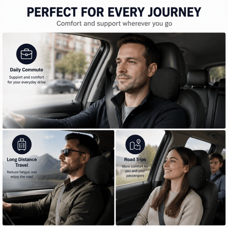 Ergonomic Car Headrest Neck Support Pillows (1 or 2 Pack)