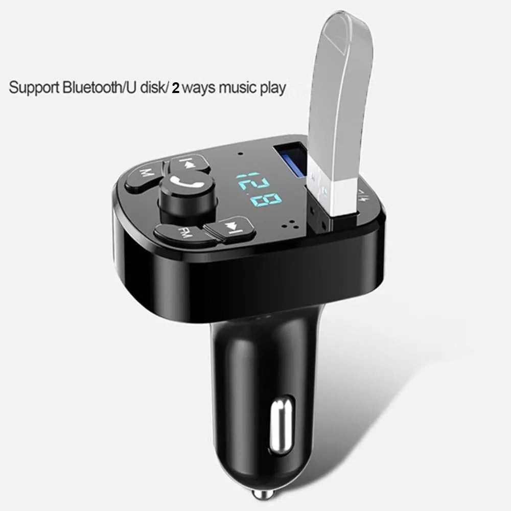 Premium Wireless Bluetooth 5.0 FM Transmitter & Dual USB Car Charger Adapter