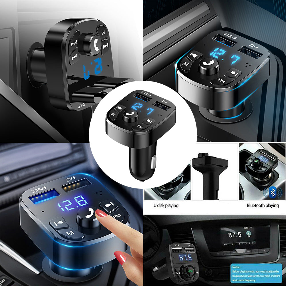 Premium Wireless Bluetooth 5.0 FM Transmitter & Dual USB Car Charger Adapter