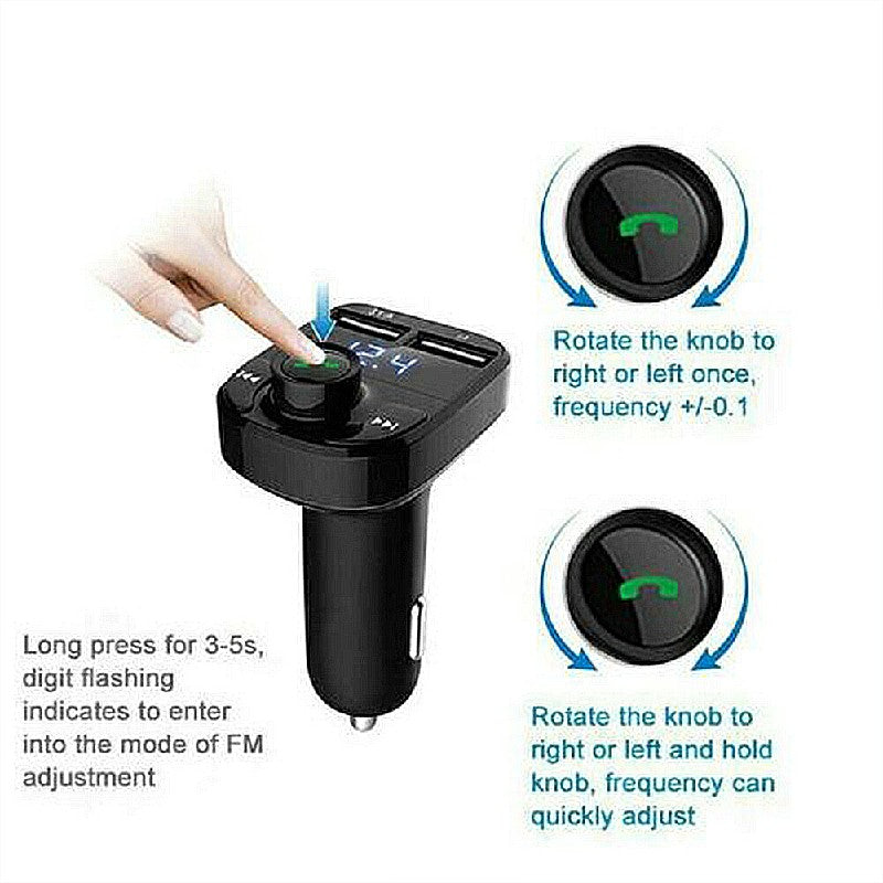 Premium Wireless Bluetooth 5.0 FM Transmitter & Dual USB Car Charger Adapter