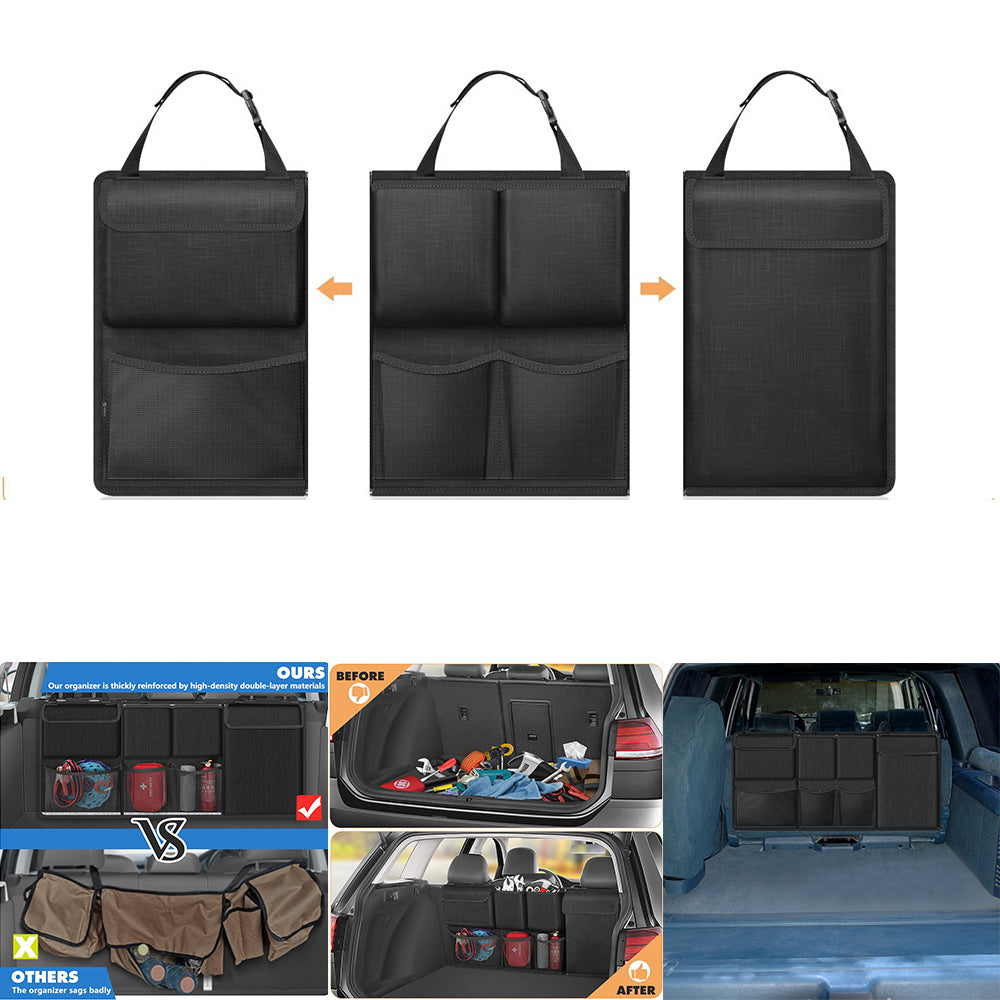 Large Capacity Detachable Hanging Car Boot Organiser & Seat Back Storage Bag