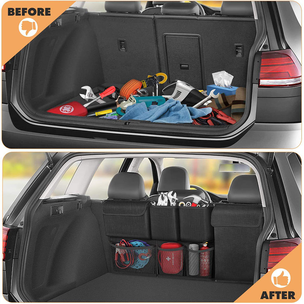 Large Capacity Detachable Hanging Car Boot Organiser & Seat Back Storage Bag