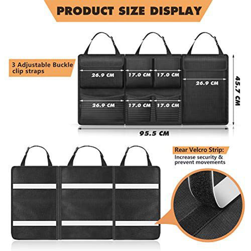 Large Capacity Detachable Hanging Car Boot Organiser & Seat Back Storage Bag