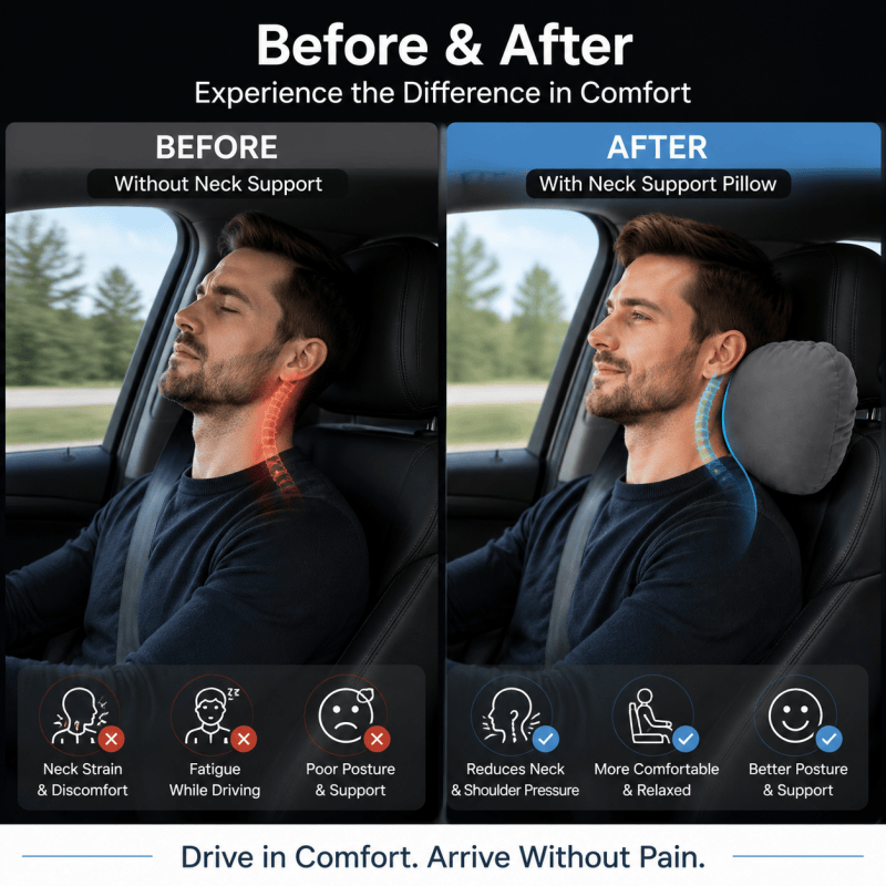 Ergonomic Car Headrest Neck Support Pillows (1 or 2 Pack)