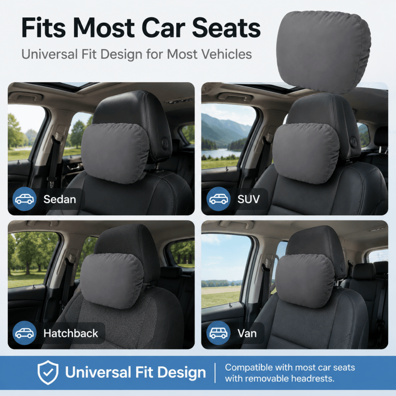 Ergonomic Car Headrest Neck Support Pillows (1 or 2 Pack)