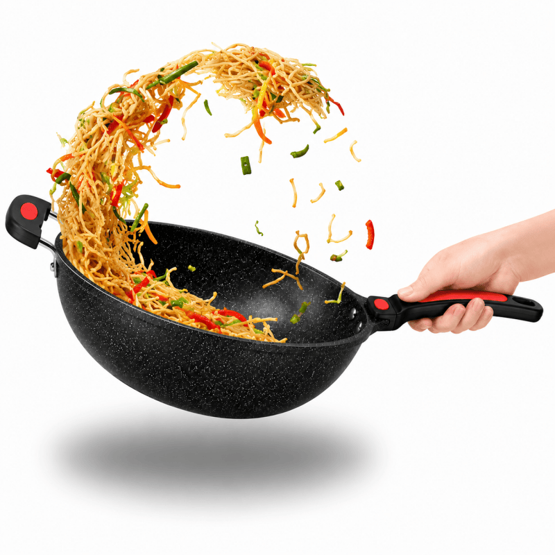 Non Stick Chinese Wok Stir Fry Pan Deep Frying Cookware Induction Gas Hob 30 32