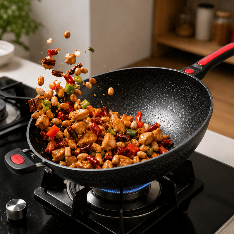 Non Stick Chinese Wok Stir Fry Pan Deep Frying Cookware Induction Gas Hob 30 32