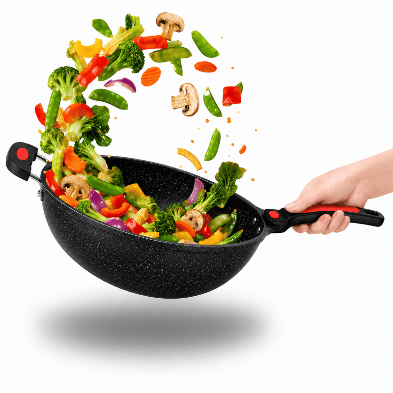 Non Stick Chinese Wok Stir Fry Pan Deep Frying Cookware Induction Gas Hob 30 32