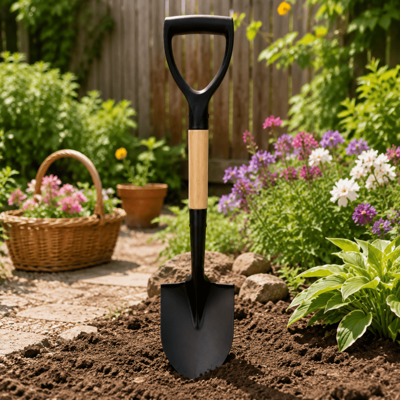 68cm Garden Shovel with Ergonomic D-Grip Round Border Spade