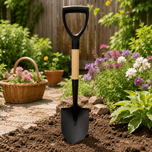 68cm Garden Spade with D-Grip Handle – Round Border Blade