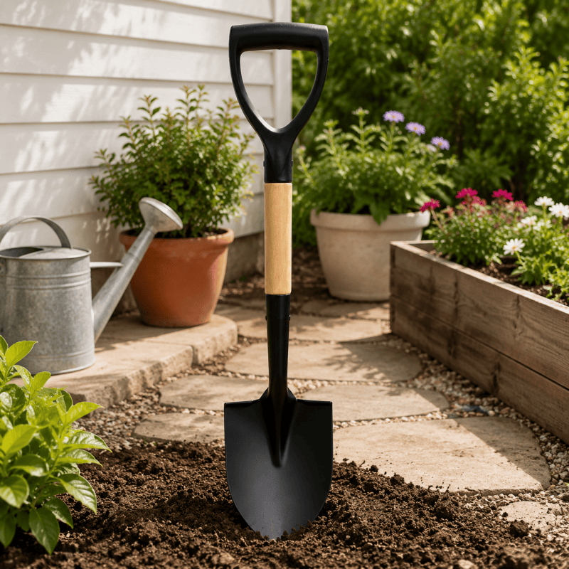 68cm Garden Shovel with Ergonomic D-Grip Round Border Spade