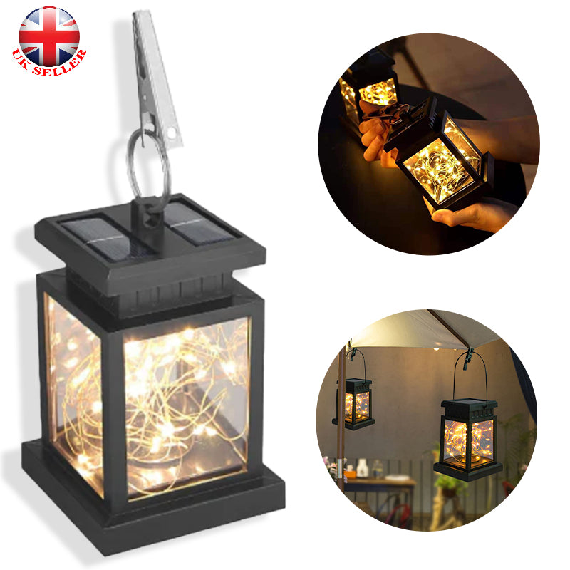 Waterproof Hanging Solar Garden Lantern with Integrated Suspension Clip