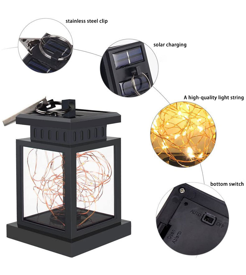 Waterproof Hanging Solar Garden Lantern with Integrated Suspension Clip