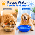 Dog Cooling Bowl Pet Water Dish Ice Feed Station Freeze Activated Cat Puppy Blue
