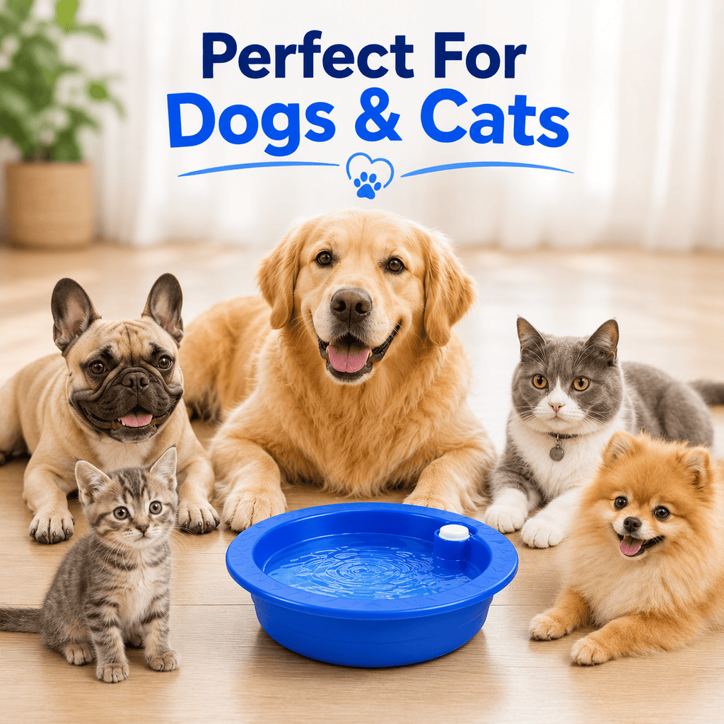 Dog Cooling Bowl Pet Water Dish Ice Feed Station Freeze Activated Cat Puppy Blue