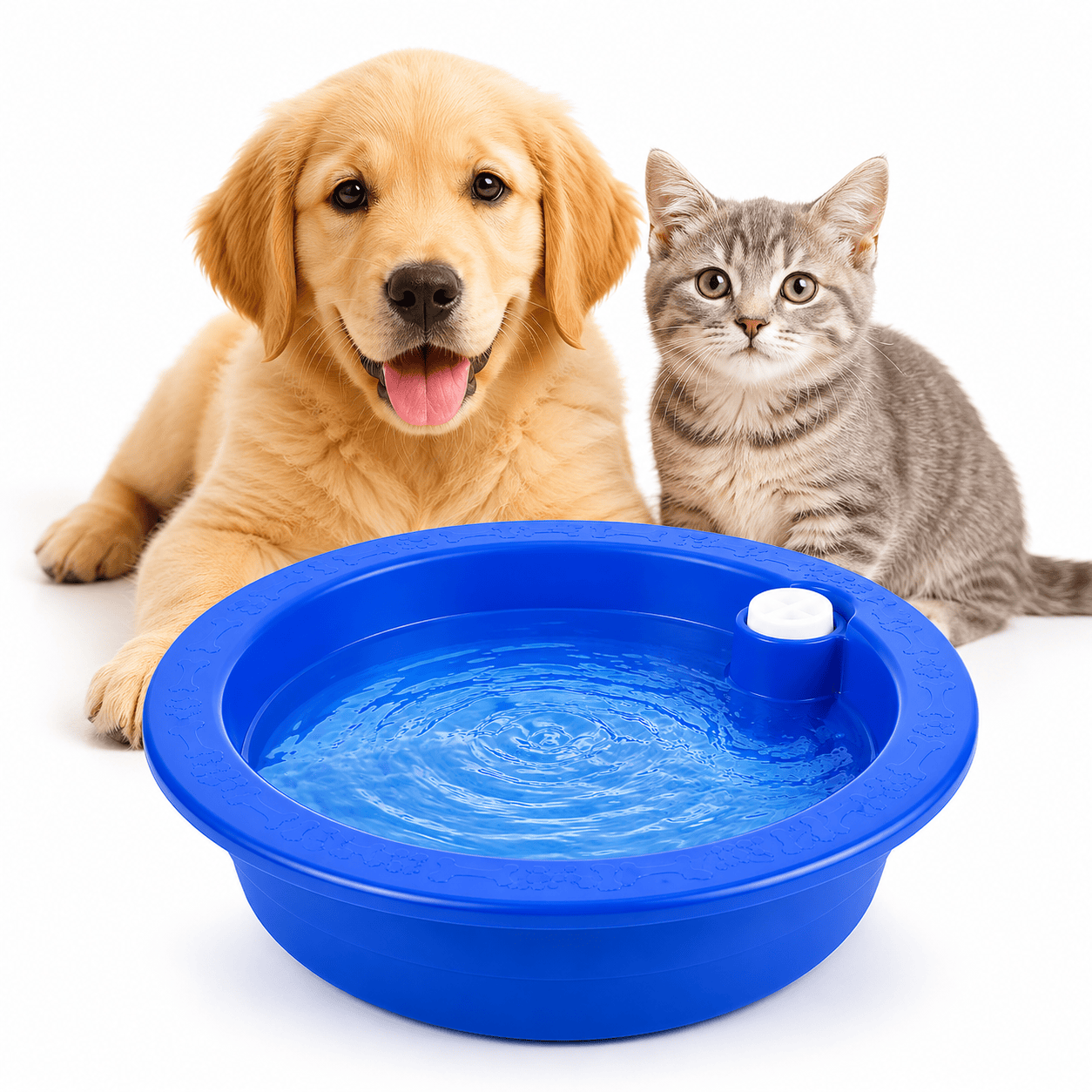 Dog Cooling Bowl Pet Water Dish Ice Feed Station Freeze Activated Cat Puppy Blue