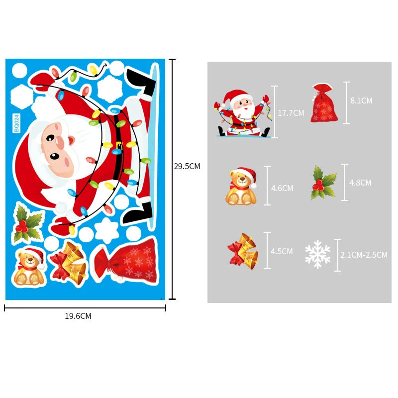 Christmas Window & Glass Stickers | 22 Festive Designs | Santa, Snowman, Snowflakes & More | Home & Shop Decoration