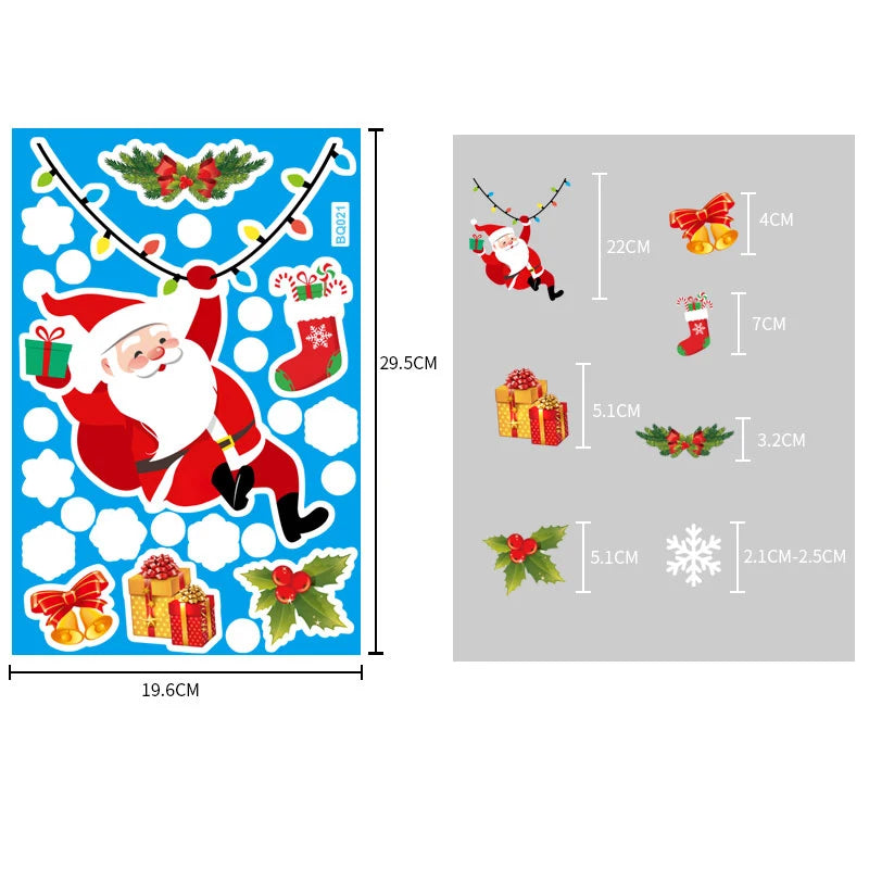 Christmas Window & Glass Stickers | 22 Festive Designs | Santa, Snowman, Snowflakes & More | Home & Shop Decoration