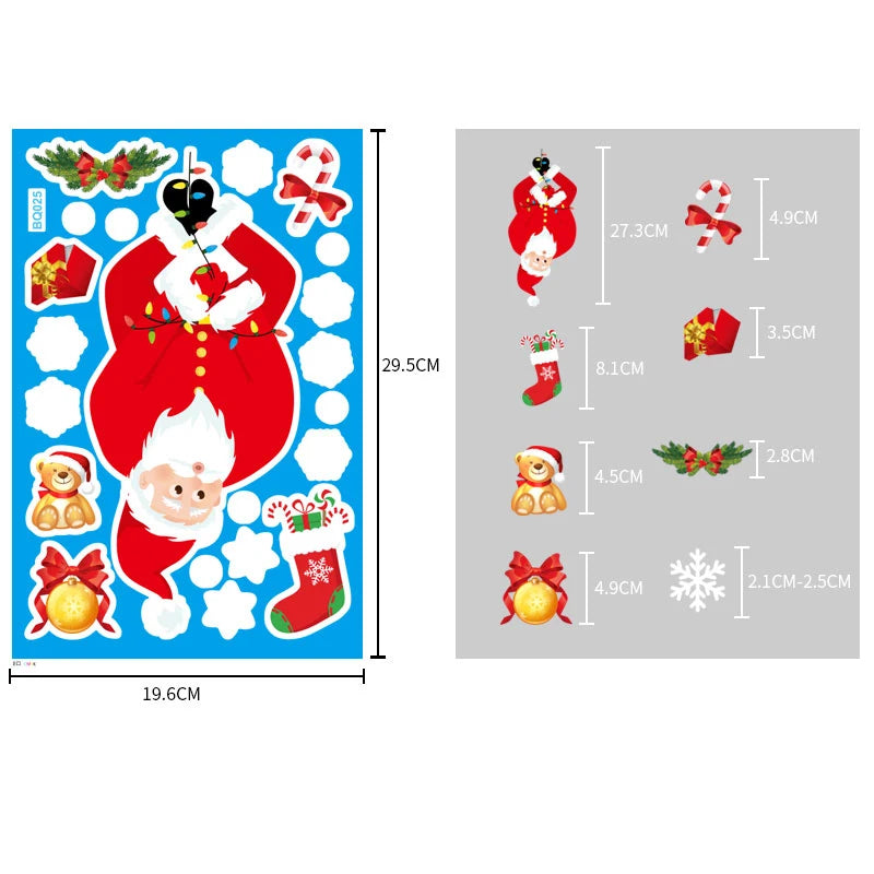 Christmas Window & Glass Stickers | 22 Festive Designs | Santa, Snowman, Snowflakes & More | Home & Shop Decoration