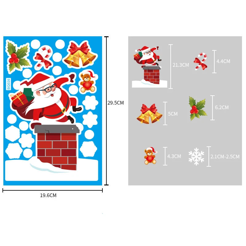 Christmas Window & Glass Stickers | 22 Festive Designs | Santa, Snowman, Snowflakes & More | Home & Shop Decoration