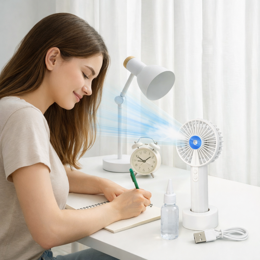 USB Rechargeable Handheld Water Spray Mist Fan