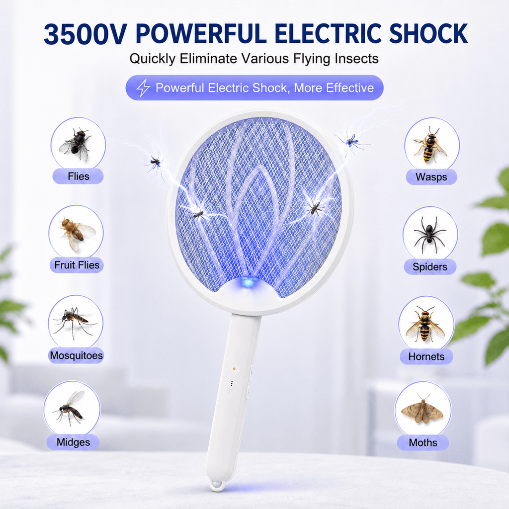Rechargeable Electric Fly Swatter | 3500V Foldable Fly Zapper