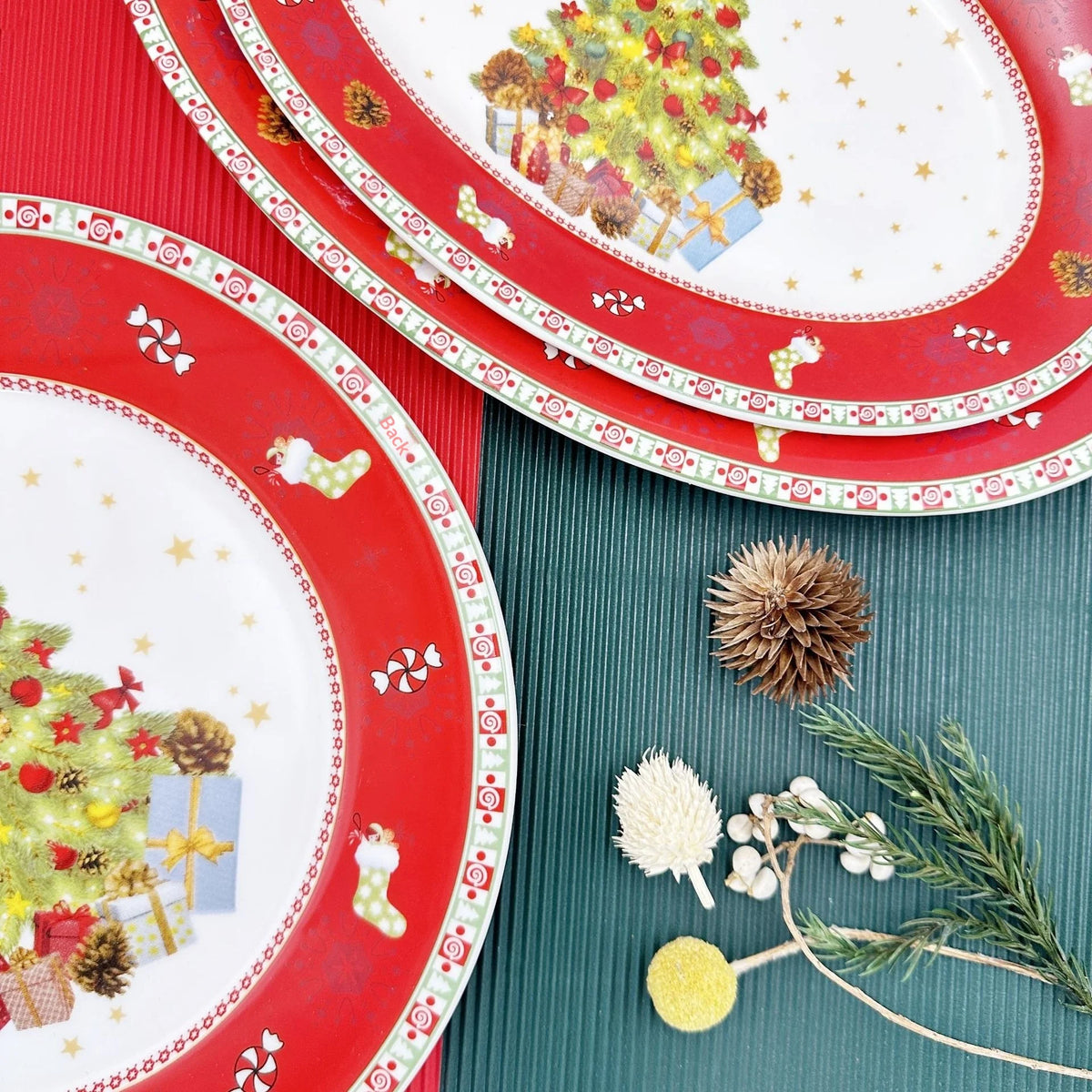 Hand-Painted Ceramic Christmas Serving Plate - Irregular Shape Dish