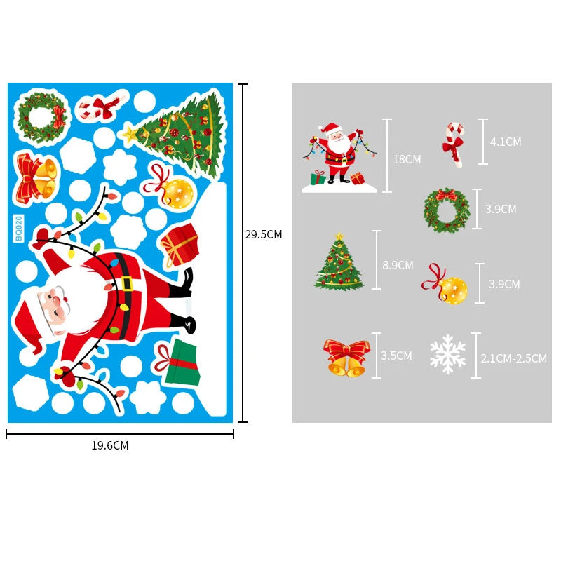 Christmas Window & Glass Stickers | 22 Festive Designs | Santa, Snowman, Snowflakes & More | Home & Shop Decoration