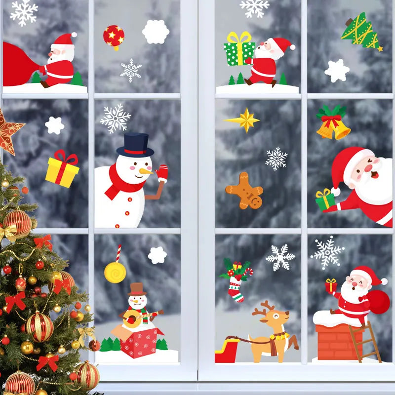 Christmas Window & Glass Stickers | 22 Festive Designs | Santa, Snowman, Snowflakes & More | Home & Shop Decoration
