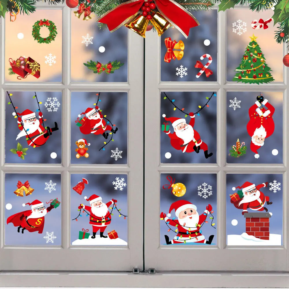 Christmas Window & Glass Stickers | 22 Festive Designs | Santa, Snowman, Snowflakes & More | Home & Shop Decoration
