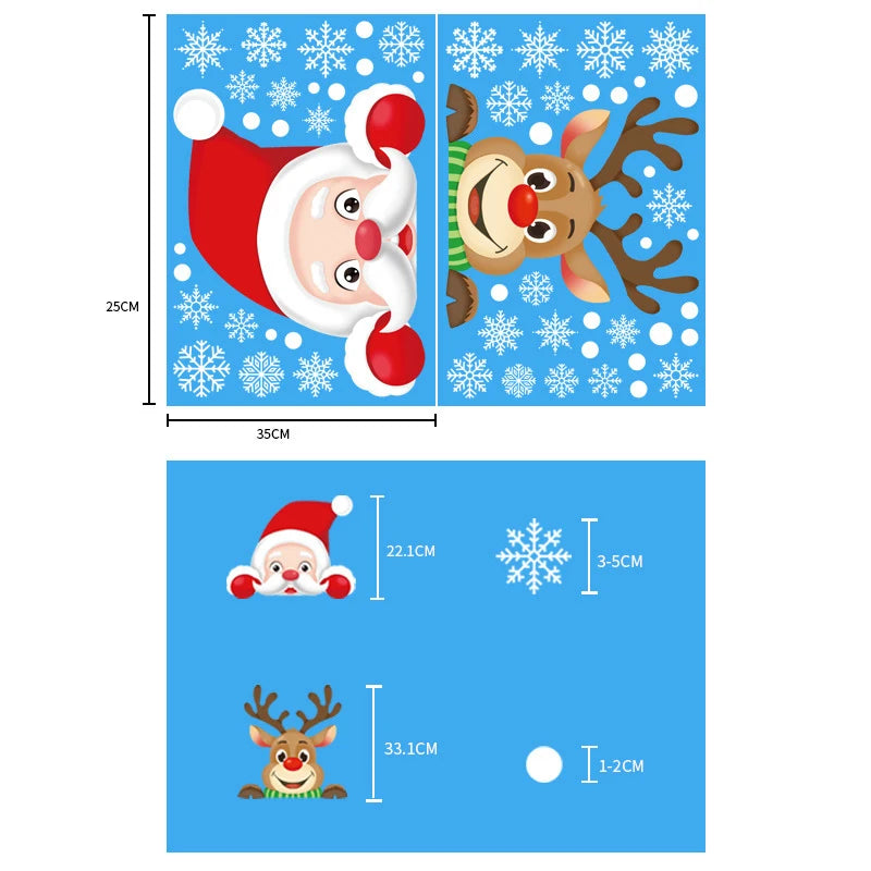 Christmas Window & Glass Stickers | 22 Festive Designs | Santa, Snowman, Snowflakes & More | Home & Shop Decoration
