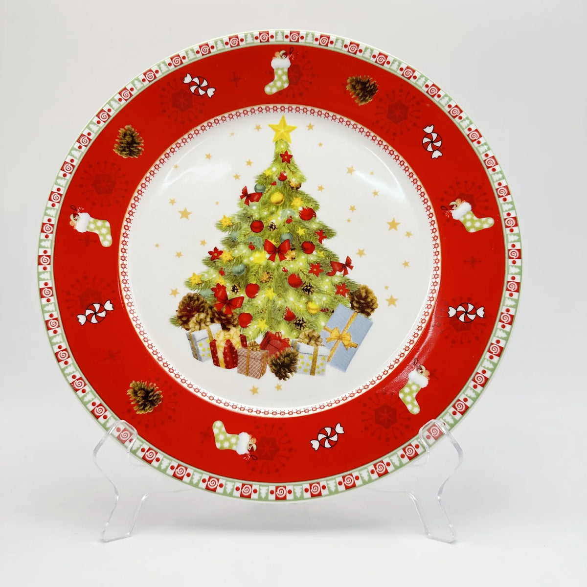 Hand-Painted Ceramic Christmas Serving Plate - Irregular Shape Dish