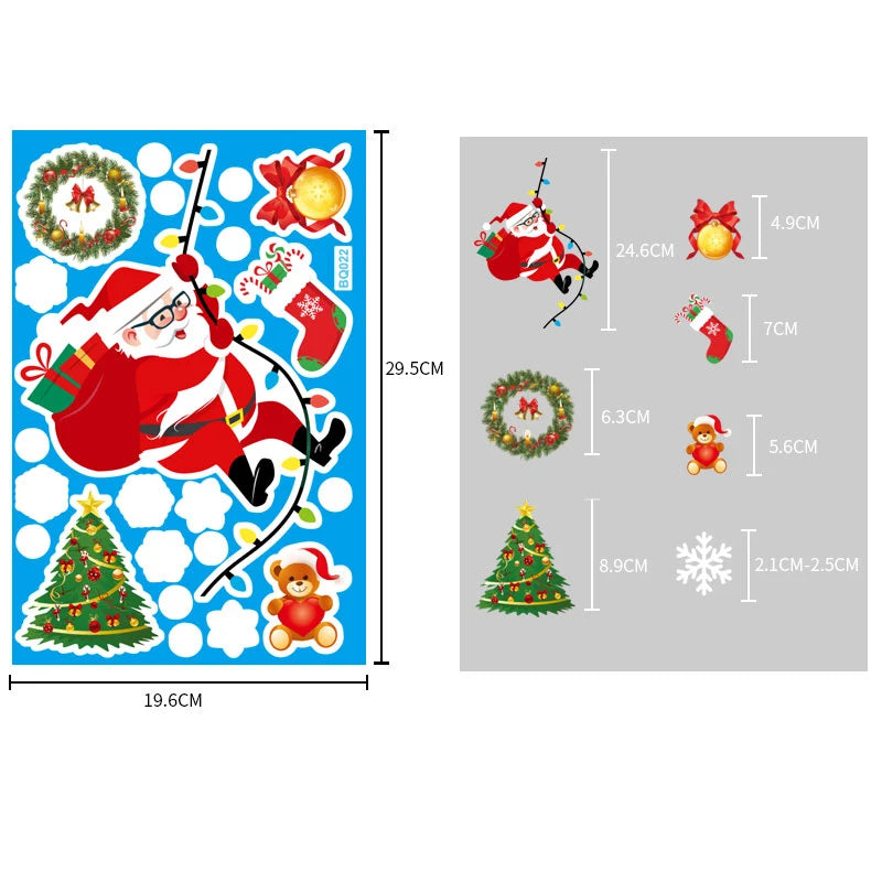 Christmas Window & Glass Stickers | 22 Festive Designs | Santa, Snowman, Snowflakes & More | Home & Shop Decoration