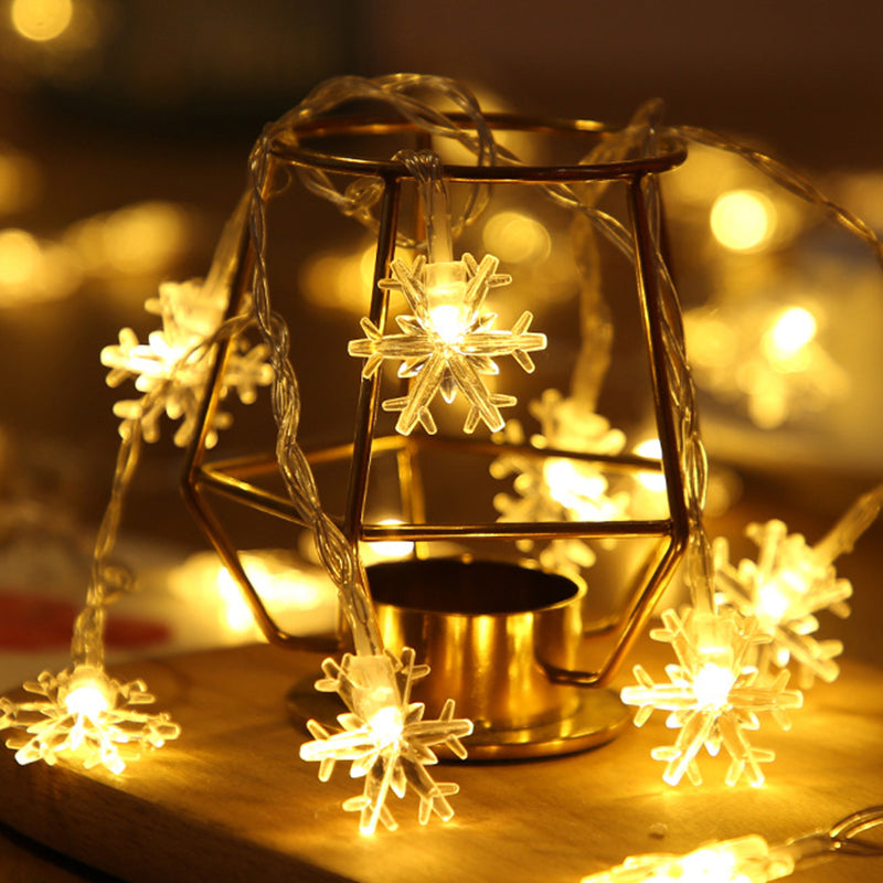 Snowflake Fairy Lights – LED String Lights, Battery/USB Powered