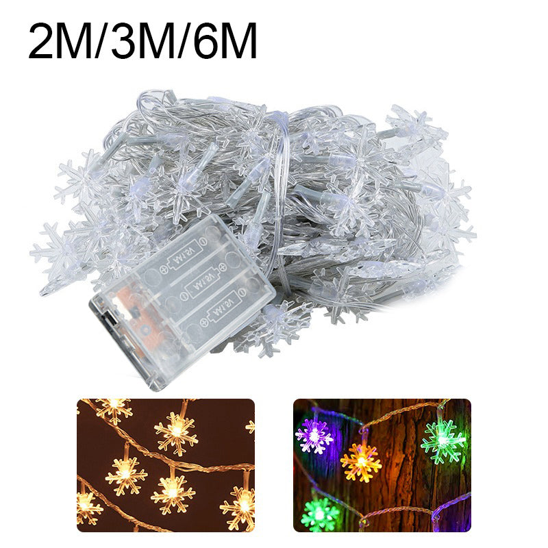 Snowflake Fairy Lights – LED String Lights, Battery/USB Powered