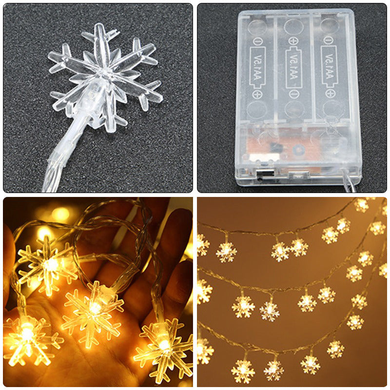 Snowflake Fairy Lights – LED String Lights, Battery/USB Powered