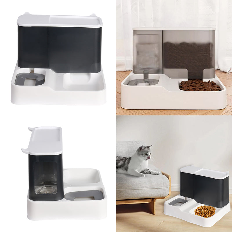 2 in 1 Automatic Pet Feeder Food Water Dispenser Bowl Dog Cat Self Feeding