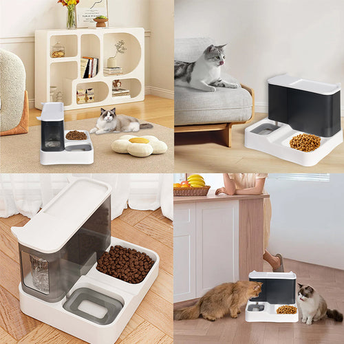 2 in 1 Automatic Pet Feeder Food Water Dispenser Bowl Dog Cat Self Feeding
