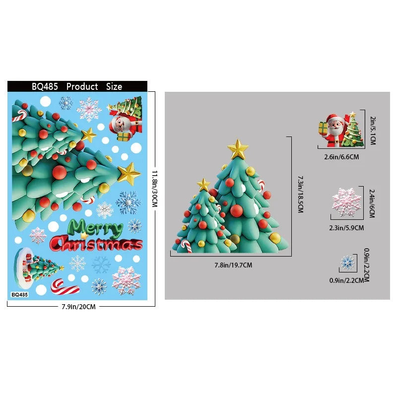 Christmas Window Stickers | 10 Festive Designs | Gingerbread Man, Santa, Snowman & More | Xmas Decor