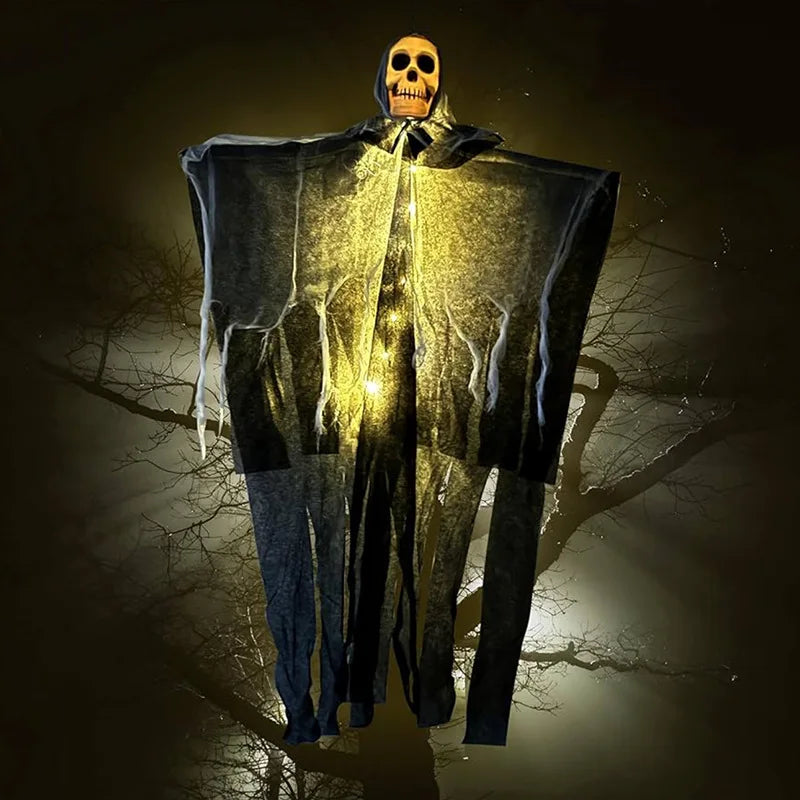 Halloween Glowing Skull Skeleton Hanging Ghost Decoration – Indoor & Outdoor Horror Party Prop