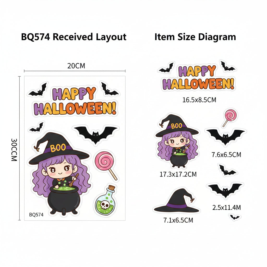 Halloween Window Cling Stickers | Pumpkin, Bat, Skull & Witch Designs | Party Decoration