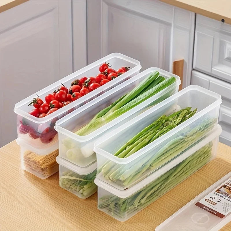 Rectangular Food Storage Containers – Set of 4 Clear Plastic Fridge Organiser Boxes