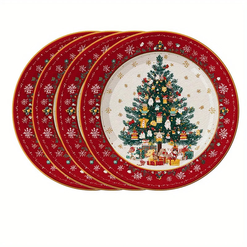 Christmas Placemats Set of 4 - Snowflake & Pine Tree Table Mats