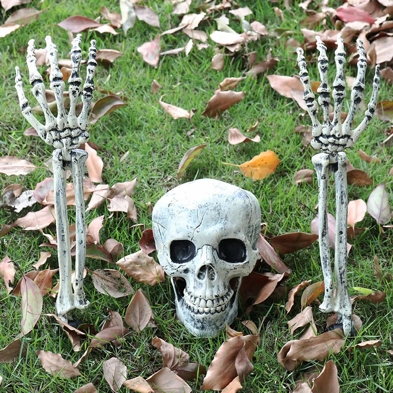 Halloween Skeleton Head & Hands Yard Decorations