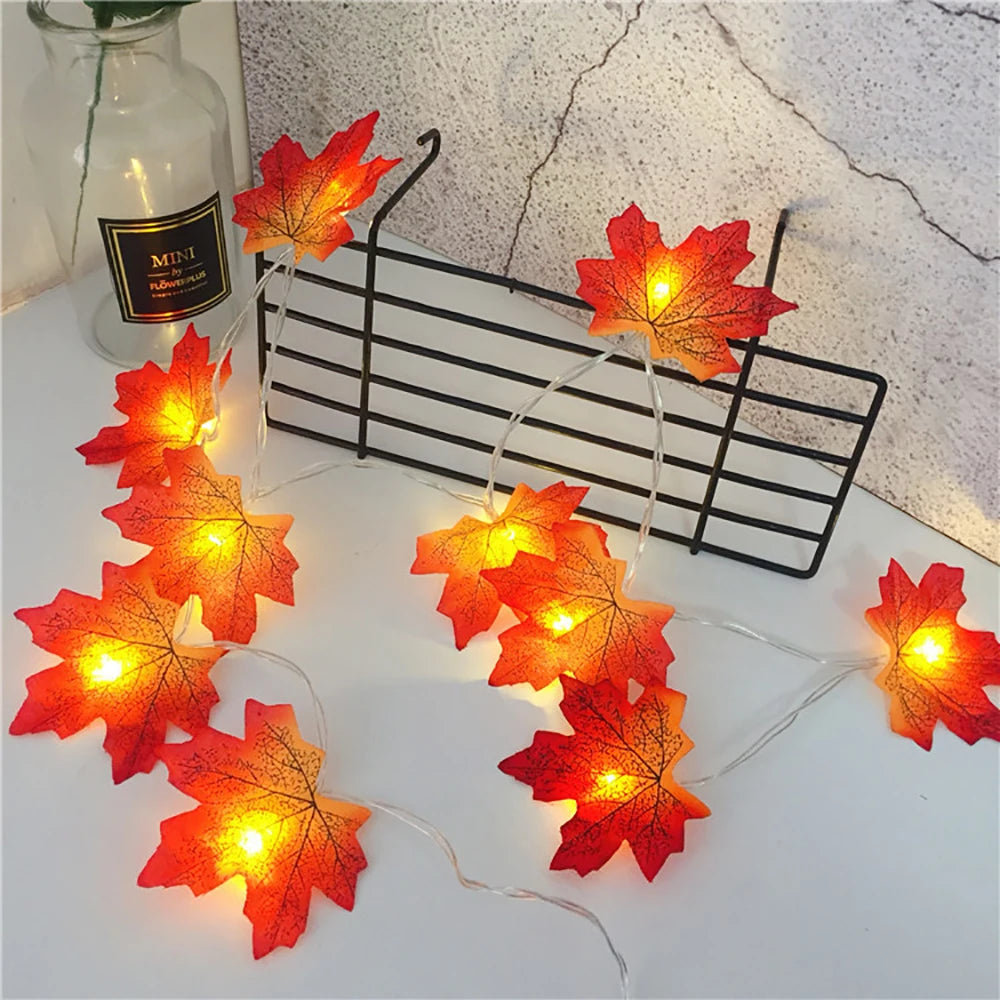 Halloween LED Maple Leaf String Lights | Artificial Leaf Garland | USB or Battery | 2M, 3M & 6M | Indoor Home Decoration