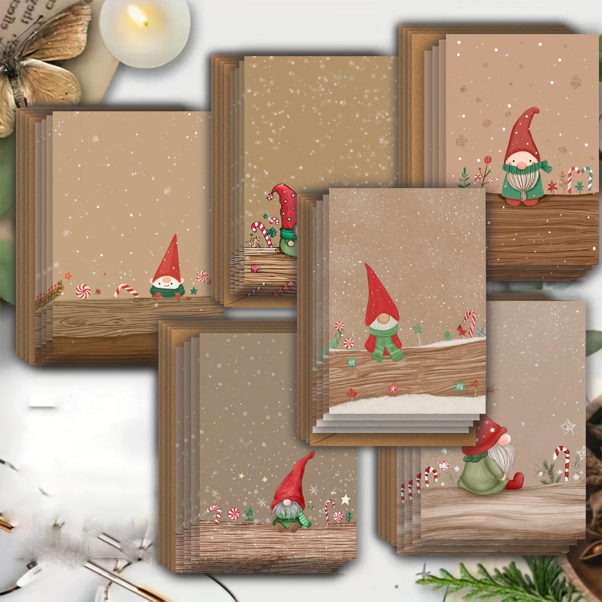 Christmas Greeting Cards with Envelopes | Festive Santa Hat Postcards | Pack of 12 or 24