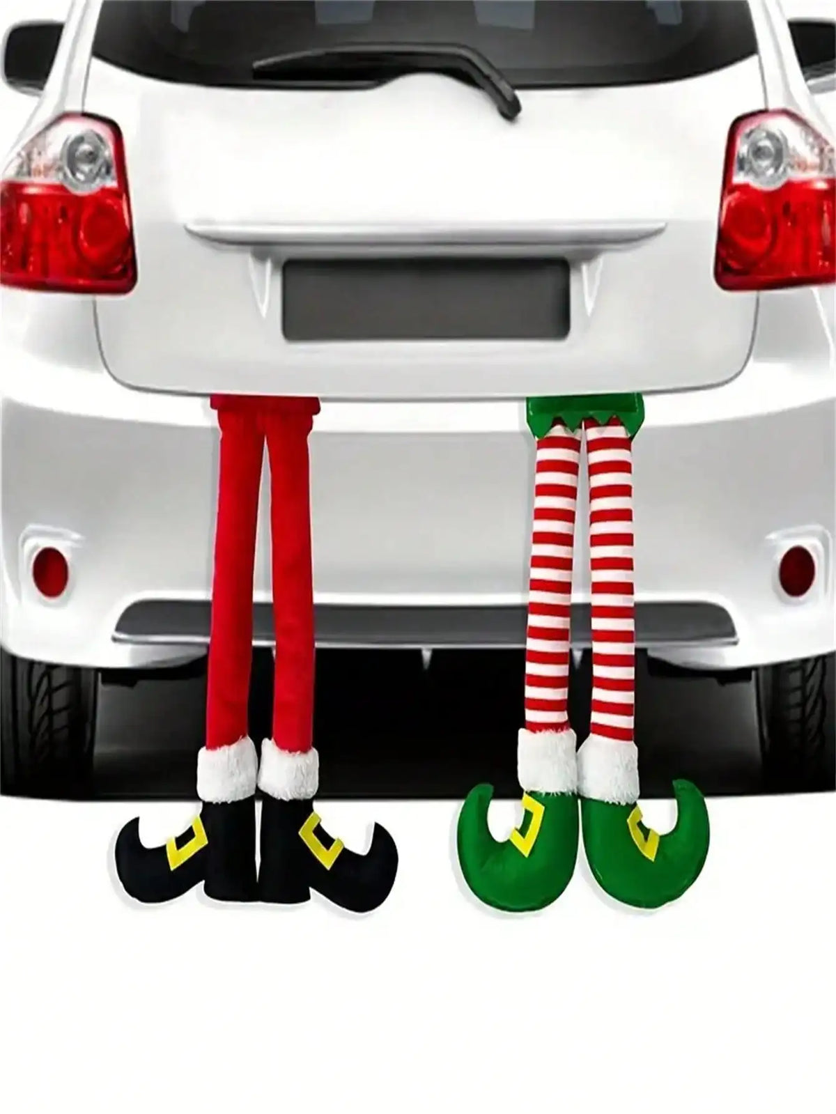 Christmas Elf Legs Decoration | Car Boot & Tree Hanging Pendant | Green & Red