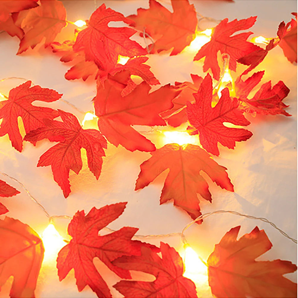 Halloween LED Maple Leaf String Lights | Artificial Leaf Garland | USB or Battery | 2M, 3M & 6M | Indoor Home Decoration