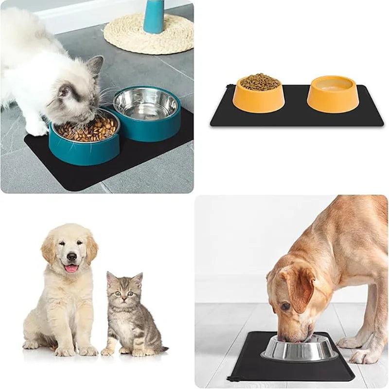 Silicone Pet Feeding Mat – Waterproof Non-Slip Food & Water Bowl Placemat for Cats & Dogs